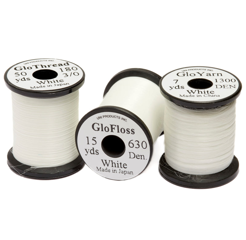 UNI Glo Phosphorescent Glow White Floss - 3/0 - 50 yards