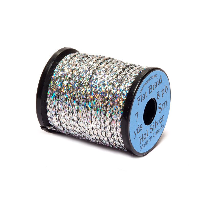 UNI Holographic Flat Braid - Holographic Silver for fly tying