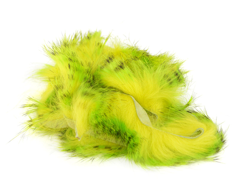 hareline MG barred rabbit zonker strips black chartreuse yellow