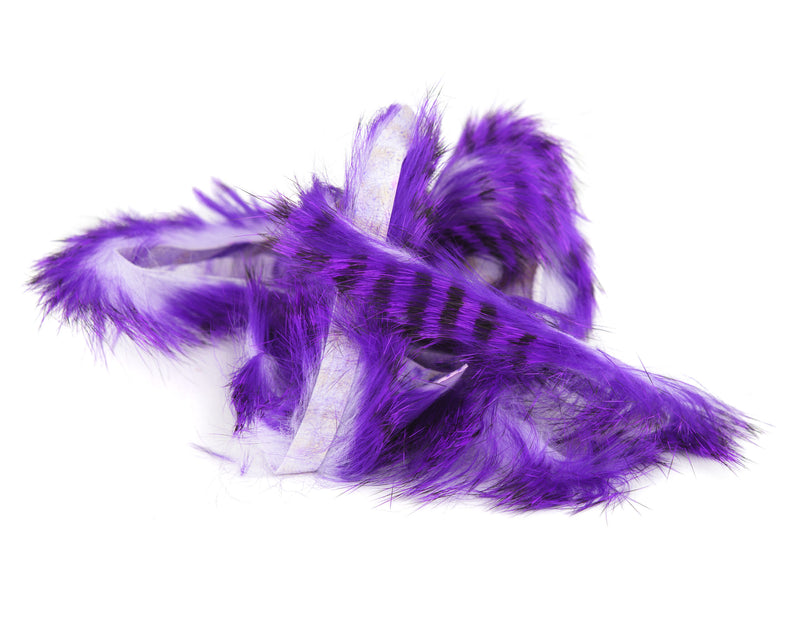 hareline MG barred rabbit zonker strips purple black white
