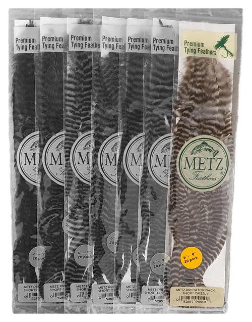 metz predator genetic hackles for fly tying grizzly