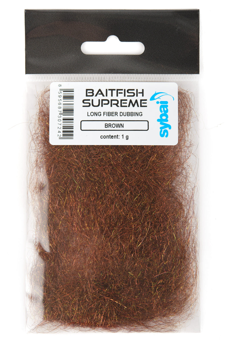 sybai baitfish supreme synthetic dubbing for fly tying brown