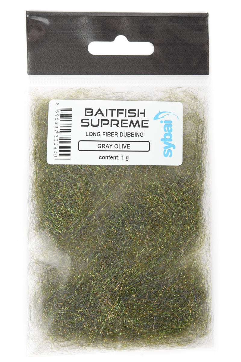 sybai baitfish supreme synthetic dubbing for fly tying grey olive
