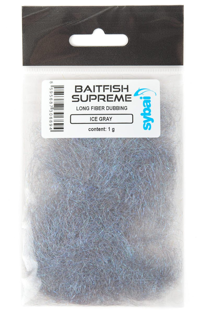 sybai baitfish supreme synthetic dubbing for fly tying ice grey